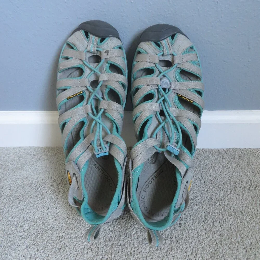 Keen Whisper Womens Waterproof Sandals Size 9.5 Gray/Peacock Green(or teal?) - Picture 5 of 11